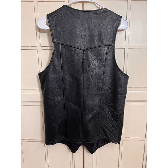 U.S. Made Co. size large L 40 black leather vest Motorcycle Biker - Picture 3 of 3